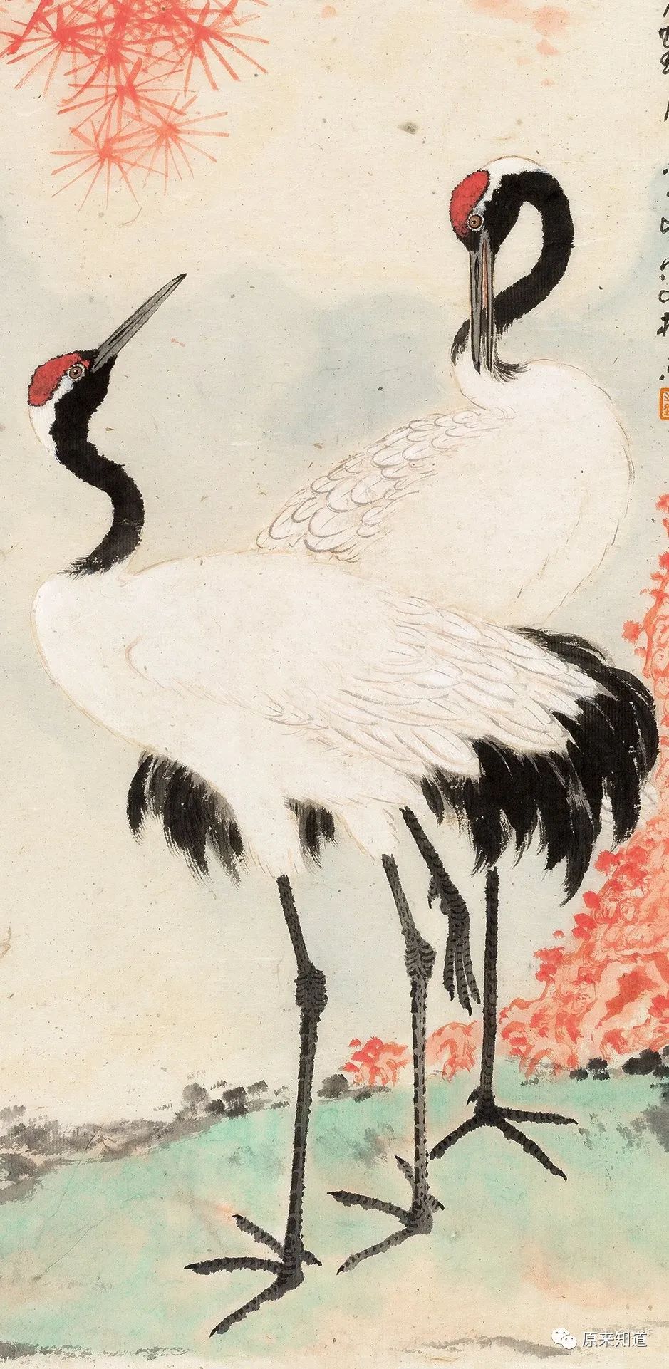 中国 名家绢絵　作家物　年代品 松鶴長春 蘭若作　收藏品 maxresdefault.jpg