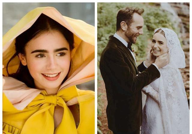 "白雪公主"莉莉柯林斯晒甜美婚纱照,官宣结婚,男友是知名导演_麦克道