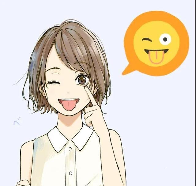 表情包画成短发小姐姐,看似普通的小表情,原来这么可爱_emoji_眼镜框