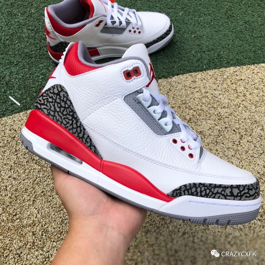 乔丹Air Jordan 3 OG Fire Red White Cement Grey Black 流川枫火红