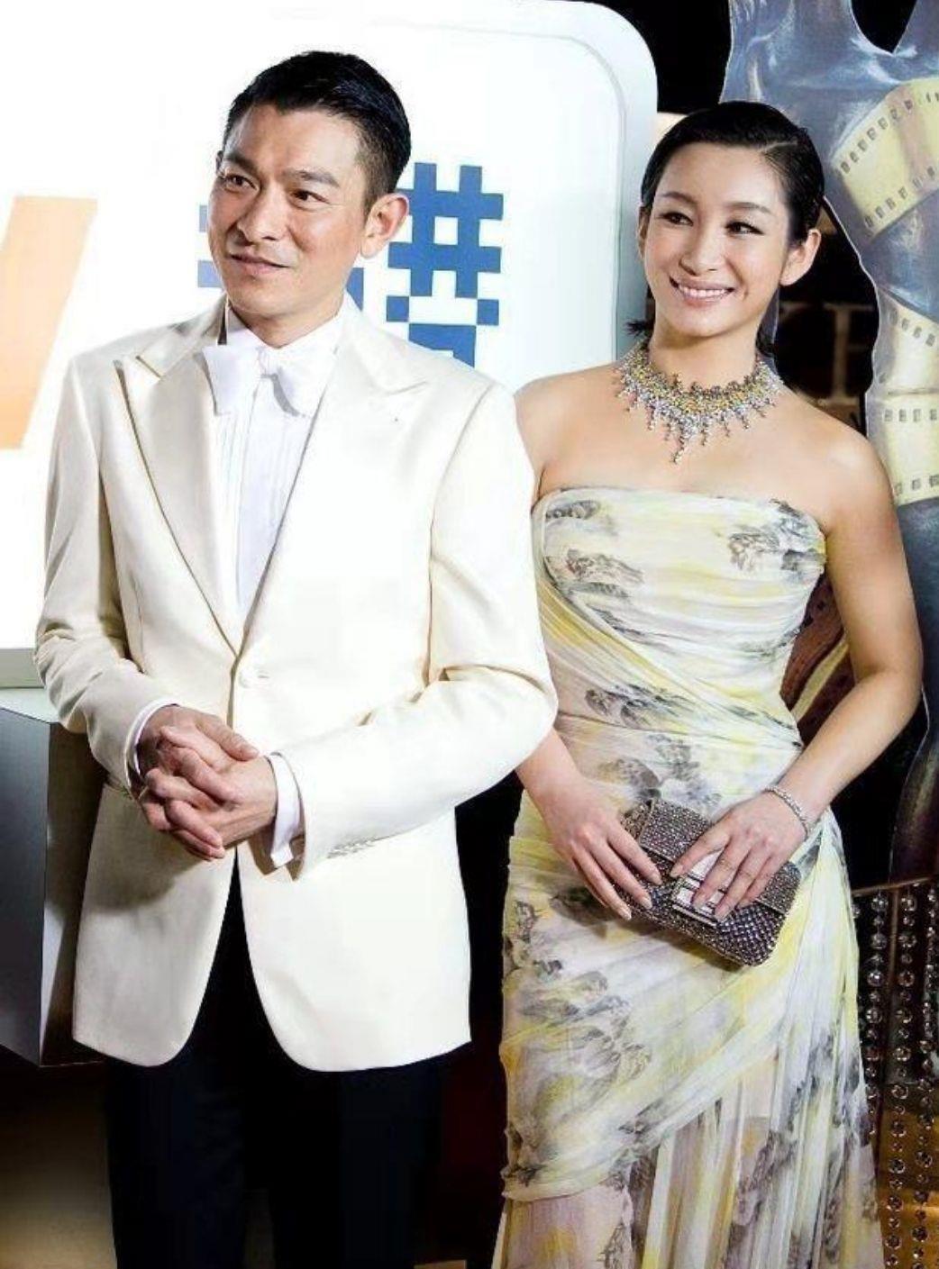 秦海璐穿水墨风长裙亮相,站在天王刘德华身旁,气场一点都不弱_礼服