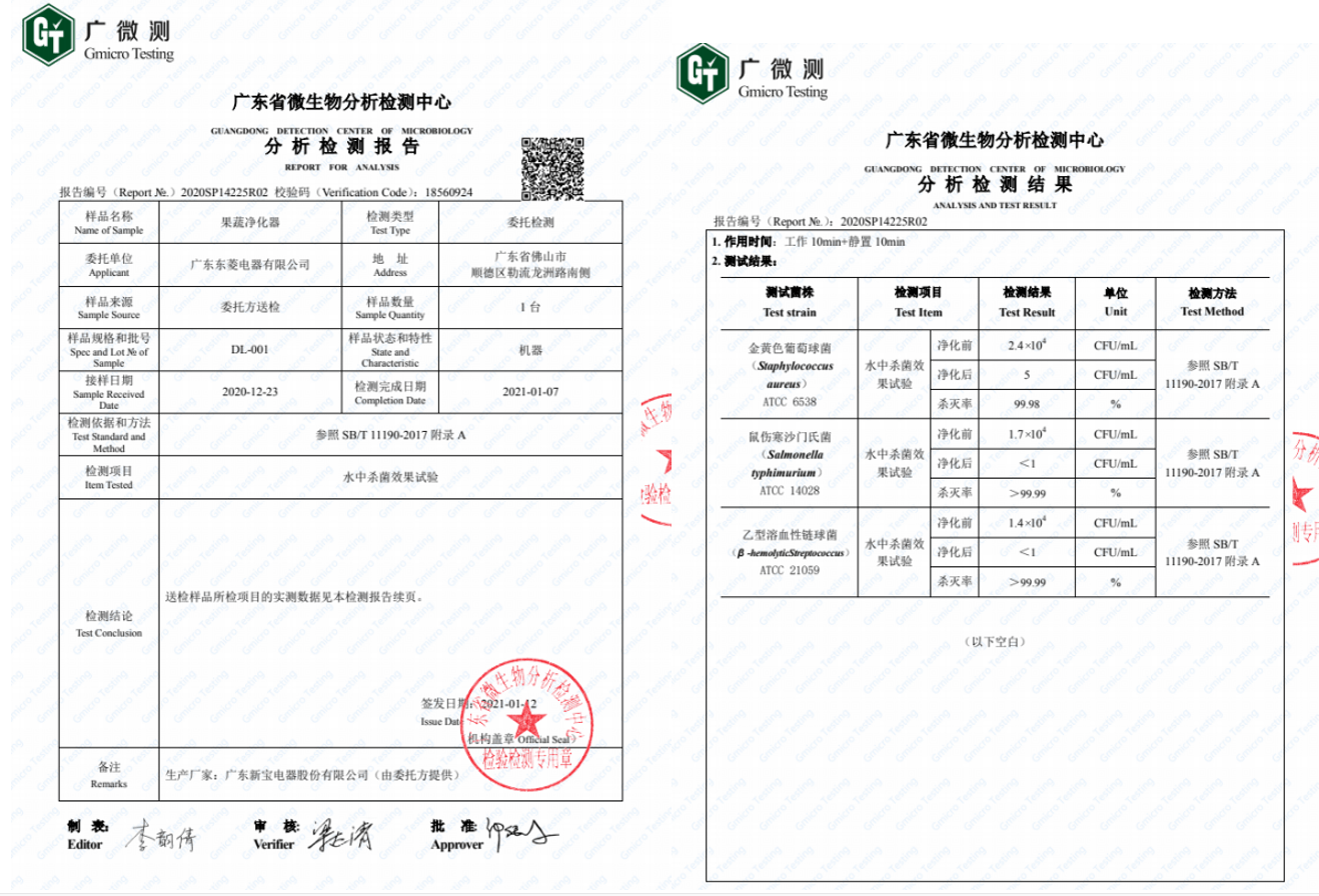 蔬菜检测报告单样本图片