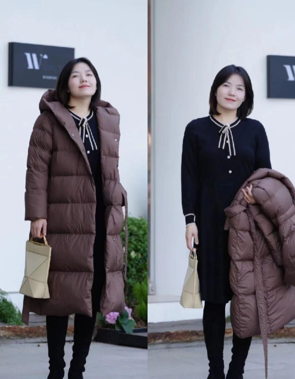 这才是"苹果型身材"该学的羽绒服打扮,保暖又显瘦,专治上身胖_女生