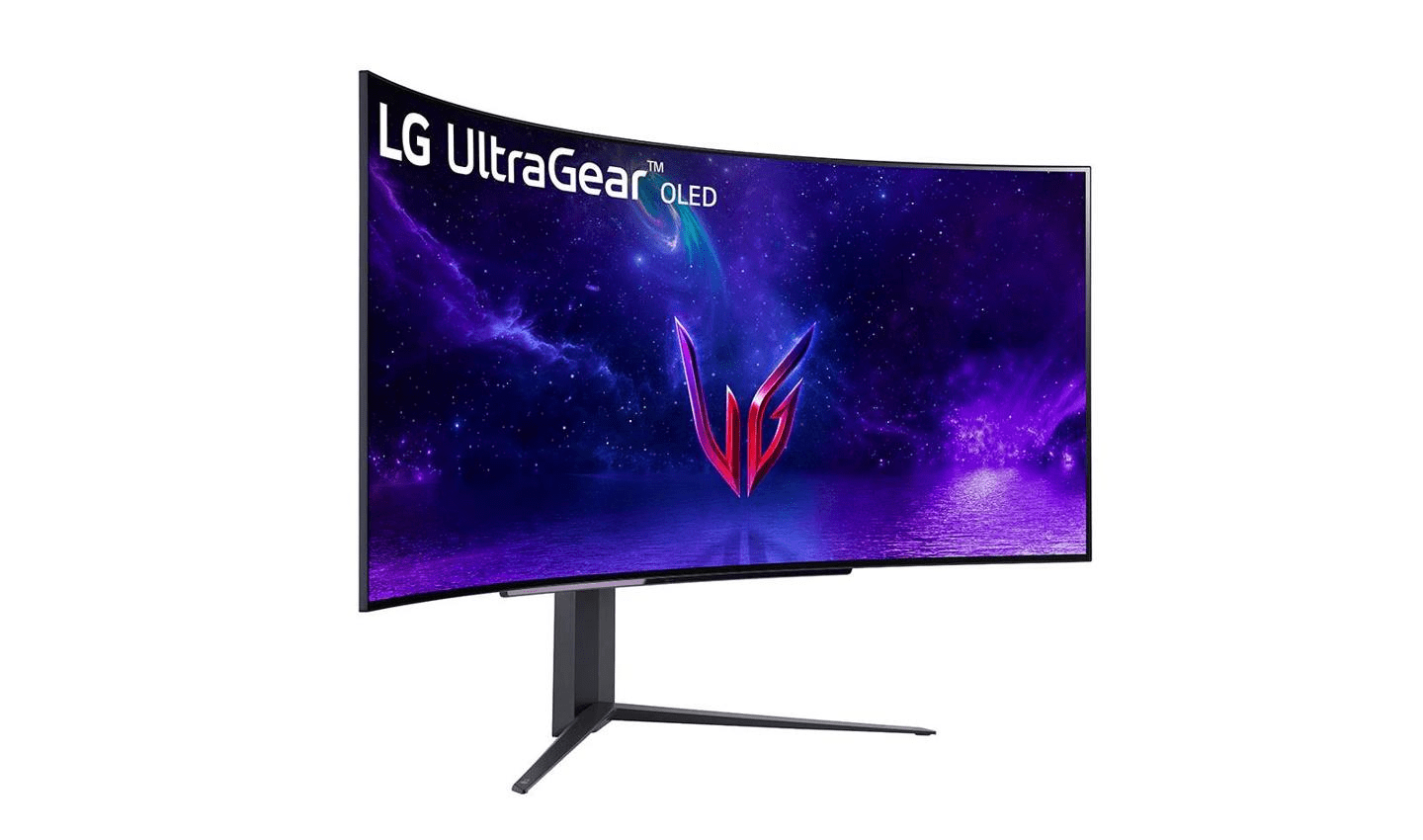 800R 超弯屏，LG 新款 45 英寸 OLED 带鱼屏显示器官方图赏