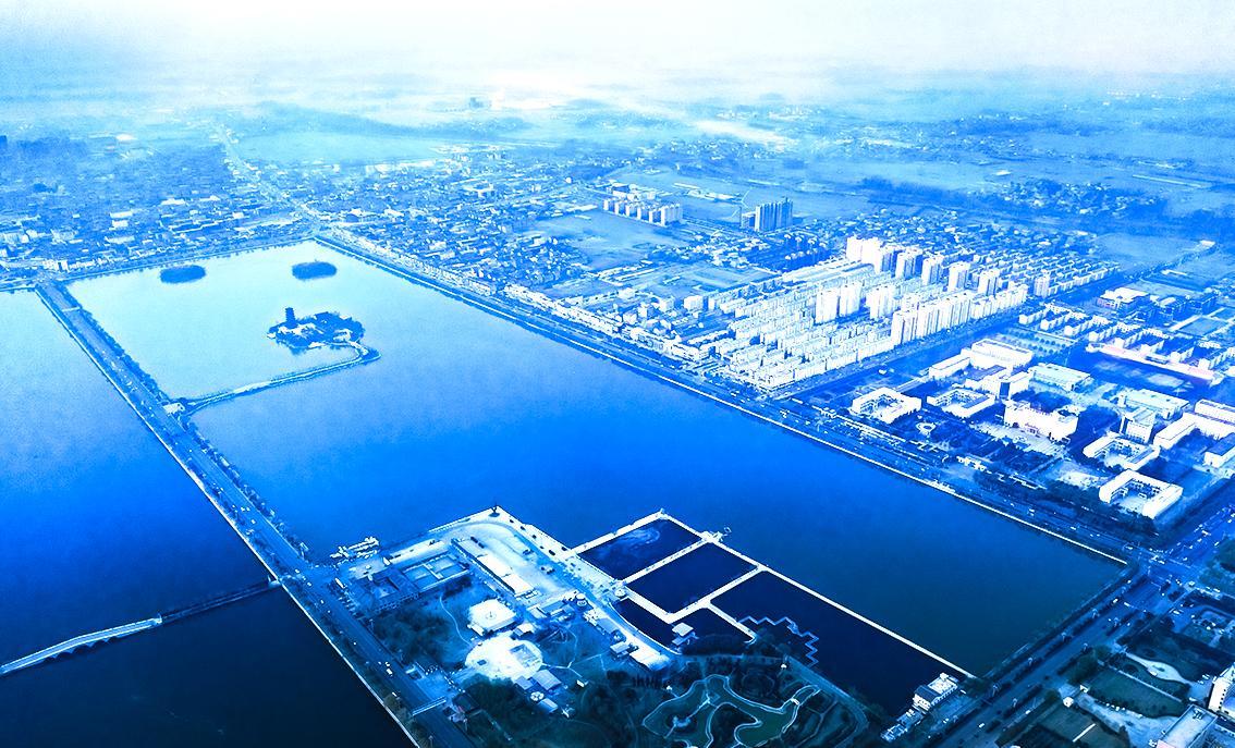 航拍中原水城,万亩湖面披彩,凤凰楼,锦襄书院彰显千年古城风韵_睢县