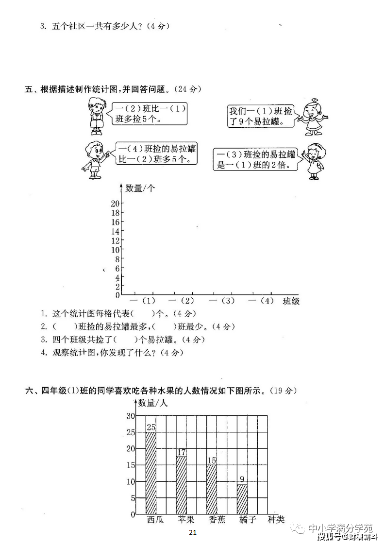 四年级数学上册：第七单位检测卷4套+谜底