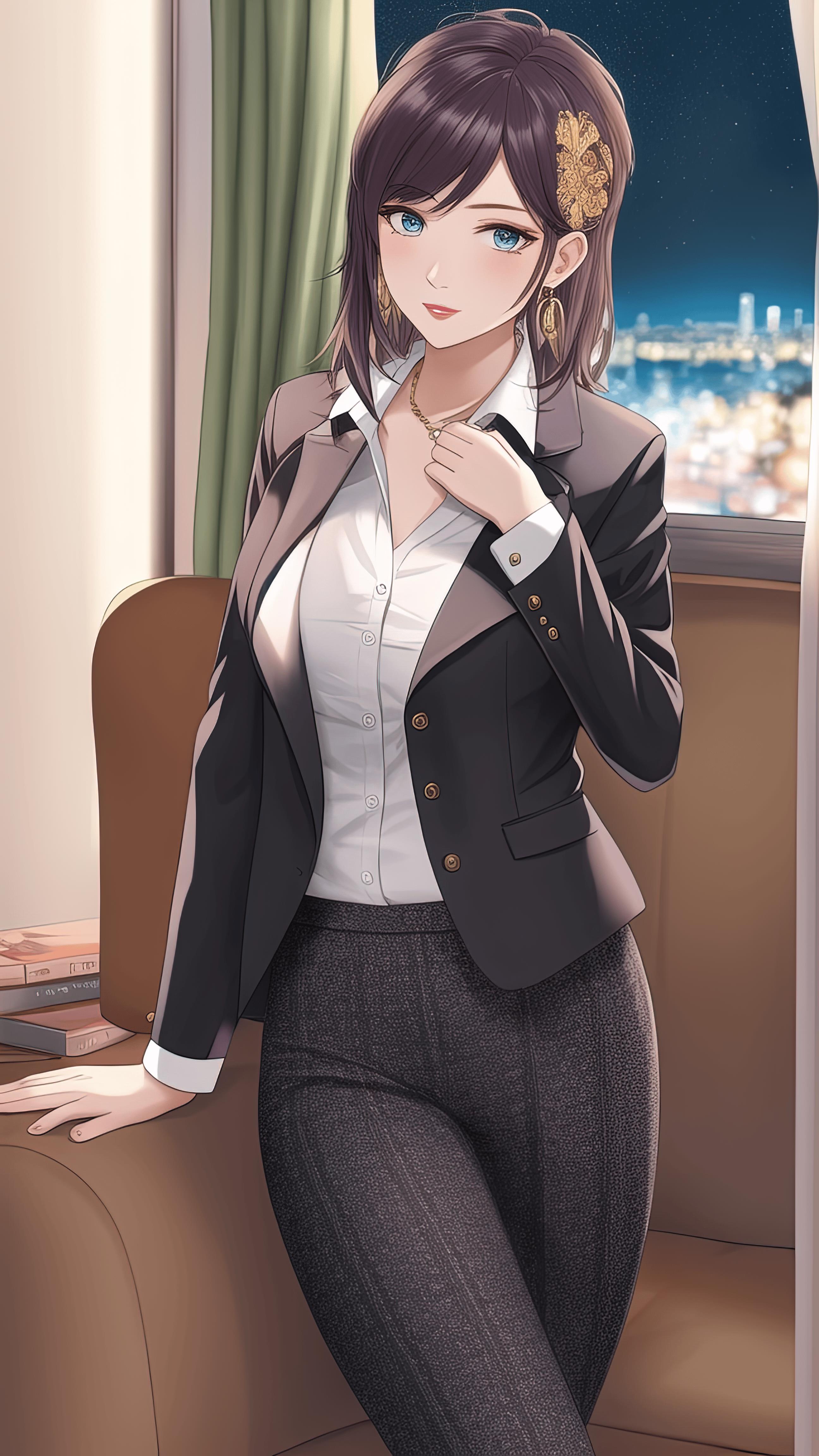 ai绘画美女,衬衫搭配西装干练美丽,重要的还是要有一颗美丽的心_女性