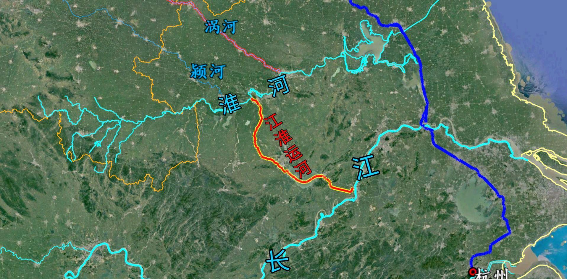 江淮运河连接淮河和长江,安徽货船可南下长江至此,长江以北的运河网络