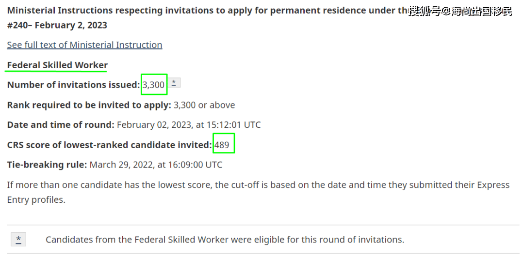 加拿大EE快速通道2月2日FSW联邦技术类抽选！历史首次单独邀请！