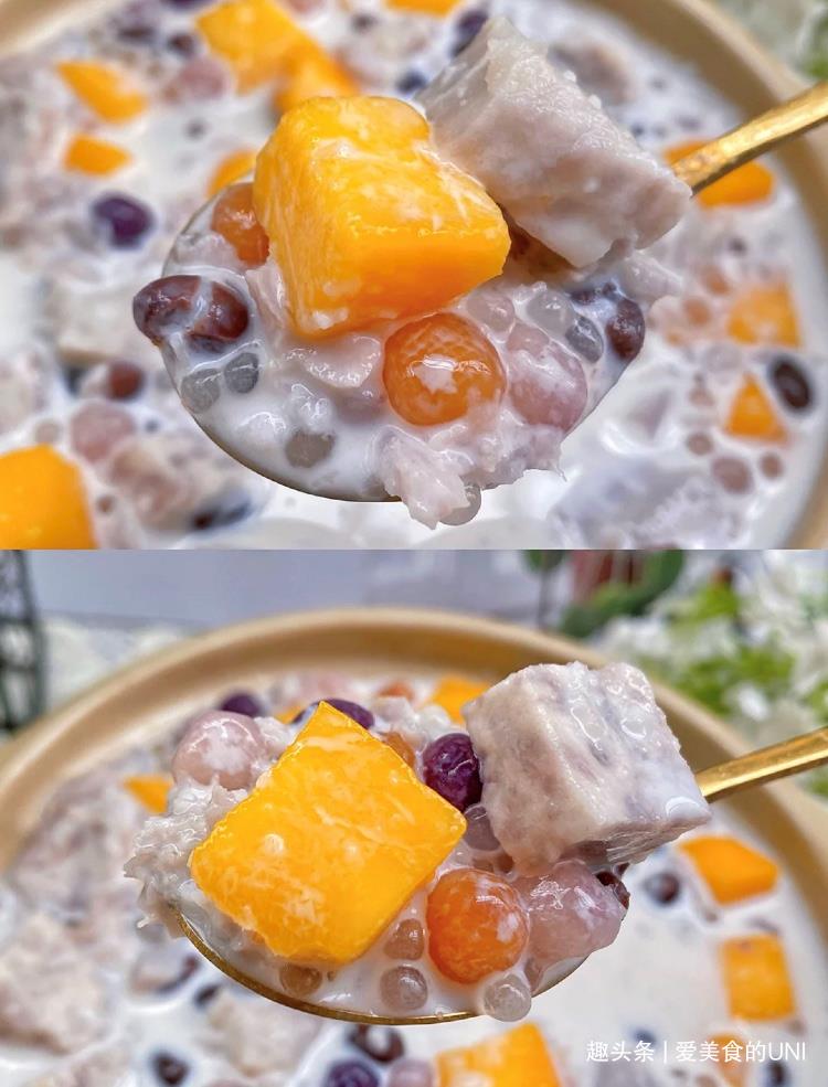 超简单小甜品,比奶茶好喝百倍的香芋西米露!_牛奶_凉水_红豆