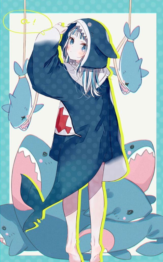 画师将鲨鱼"拟人化"成小萝莉,样子萌呆可爱,被咬几口都不心痛
