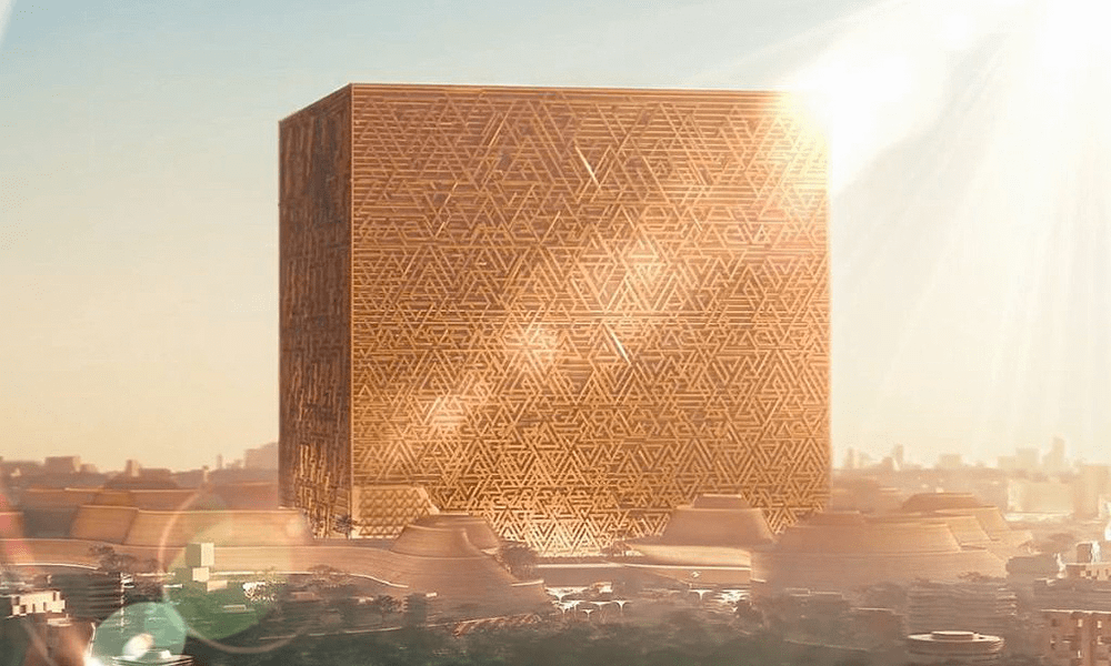 the mukaab 被称为"新四方",位于利雅得城市西北部,与城南的旧"四方宫