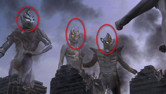 而除了黑暗迪迦之外,还有卡蜜拉,希特拉和达拉姆三位黑暗奥特曼,他们