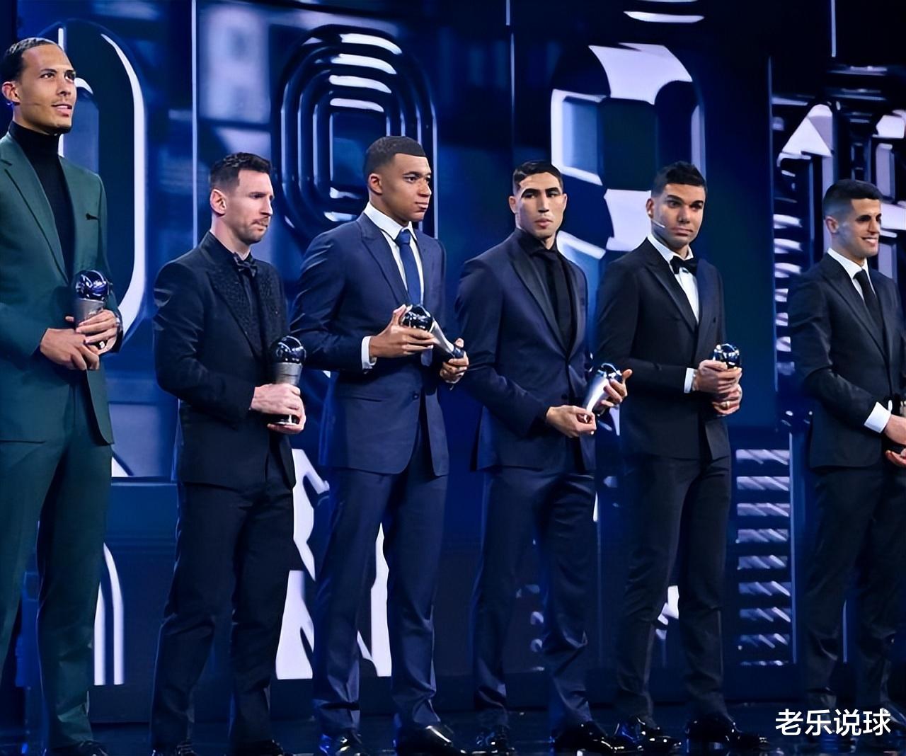 梅西以四票获得第一，领先于姆巴佩和本泽马，而内马尔只有7次世界足球先生