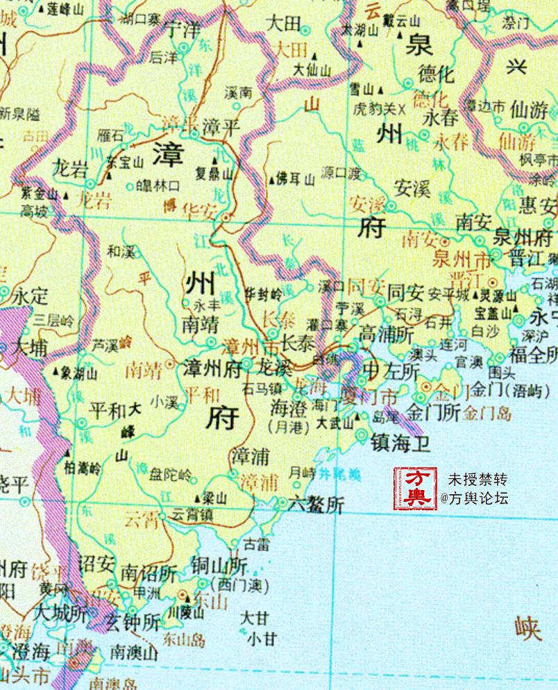 明 漳州府(中国历史地图集)1912年,民国废府,各县直隶福建省政府.