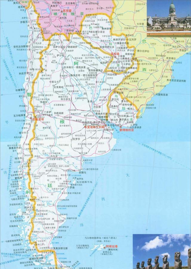 阿根廷位于南美洲,与巴西,乌拉圭等为邻,国土面积超过270万平方公里
