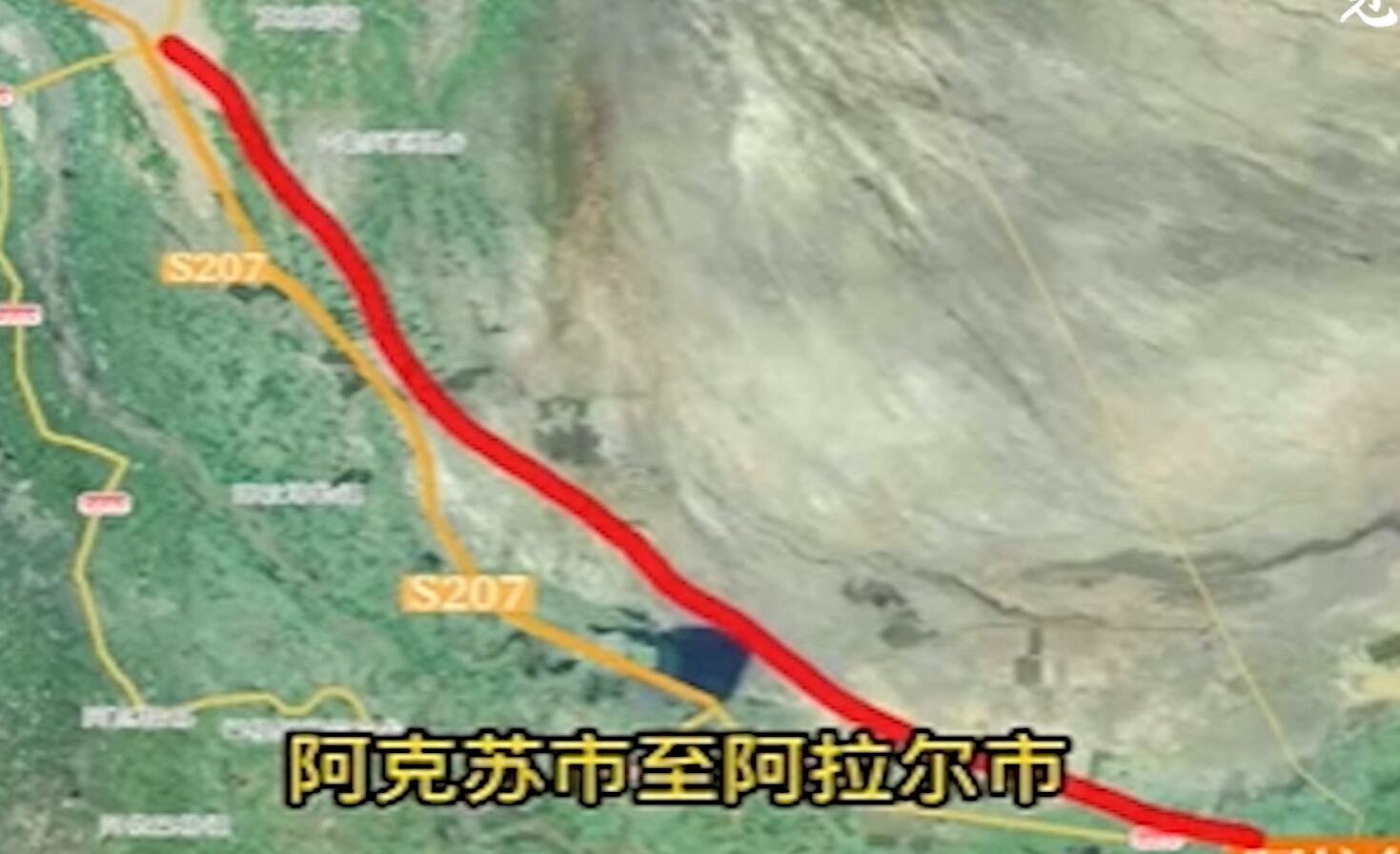 途经六团,多浪水库,九团,途中下穿阿克苏-阿拉尔铁路,跨越国道g580