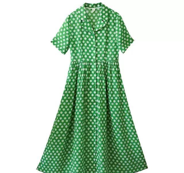 自带清凉感的绿 经典可爱的波点,这样的绿色波点连衣裙,太美了_裙子