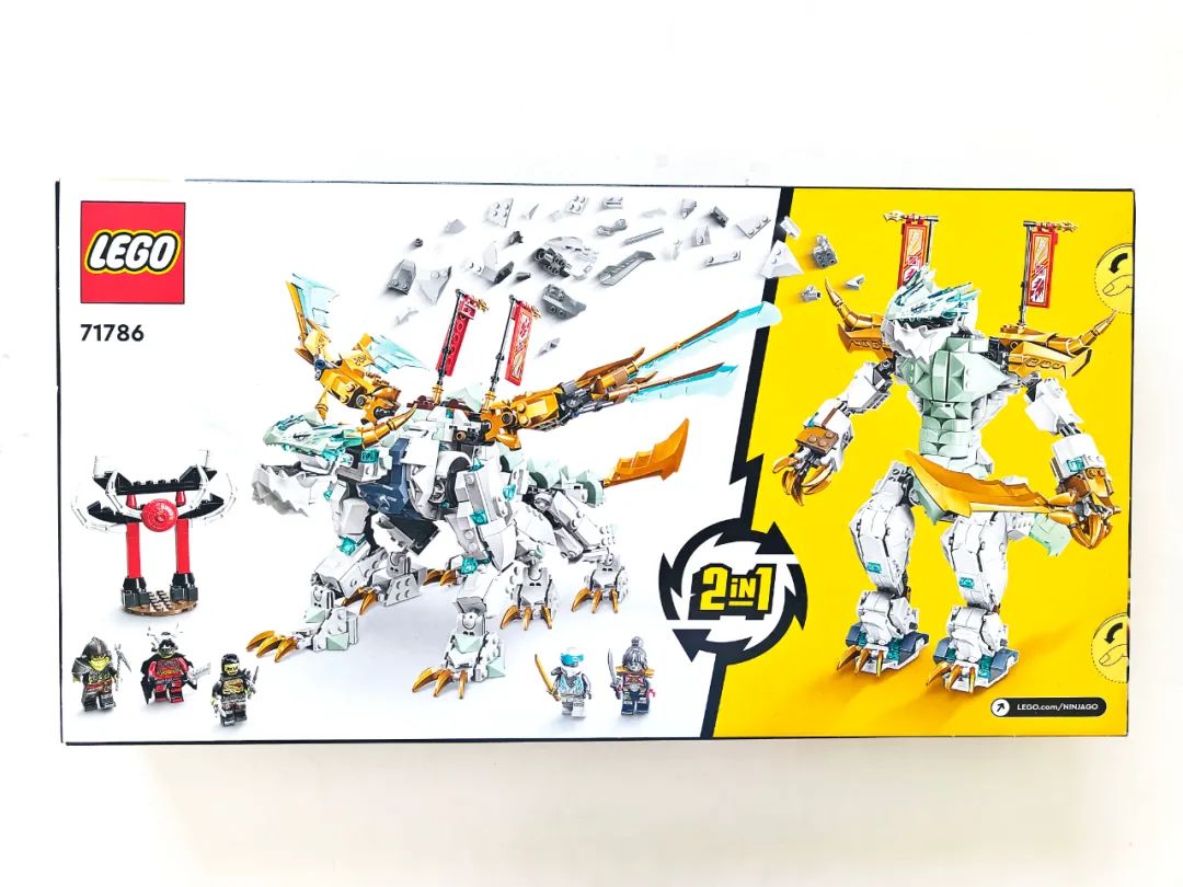 乐高幻影忍者71786赞的寒冰神龙套装开箱评测_零件_白骨_印刷