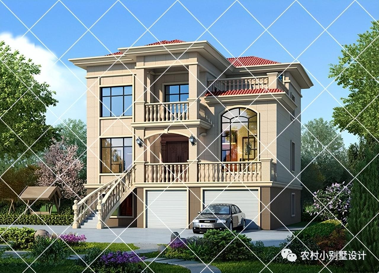 20款三层带车库的农村别墅设计图,2023年农村自建房首先户型_房子