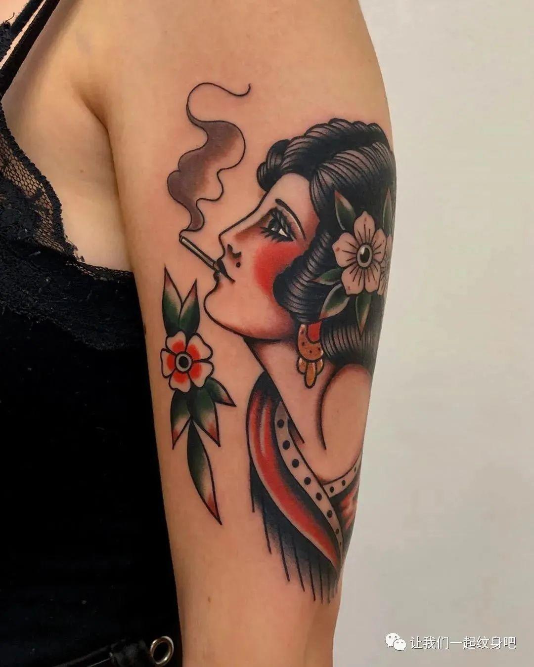 old schoolgaia的女郎·慵懒与时尚·纹身手稿_区域_清水_过程