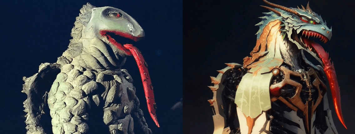 用ai重塑《雷欧奥特曼》里的"圆盘生物",这形象压迫感不就来了_对比