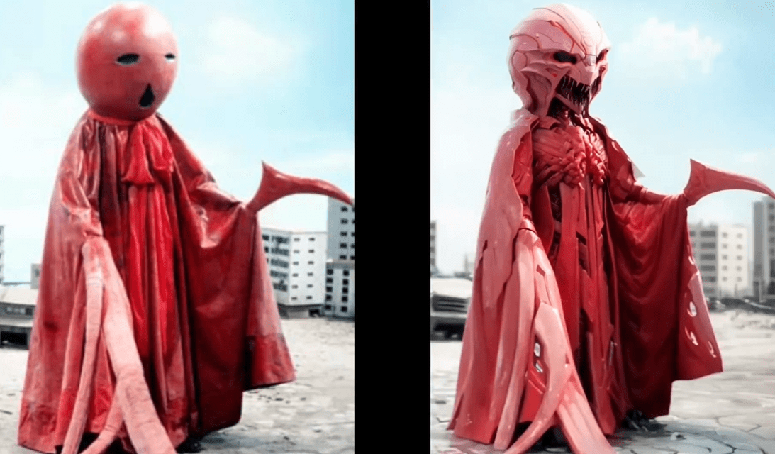 用ai重塑《雷欧奥特曼》里的"圆盘生物",这形象压迫感不就来了_对比