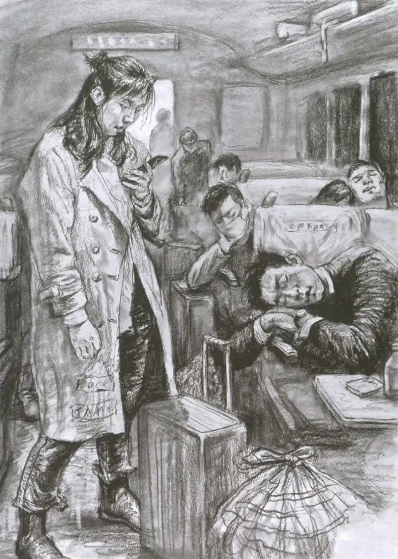 央美历年命题创作速写高分卷!_画面_人物_生活