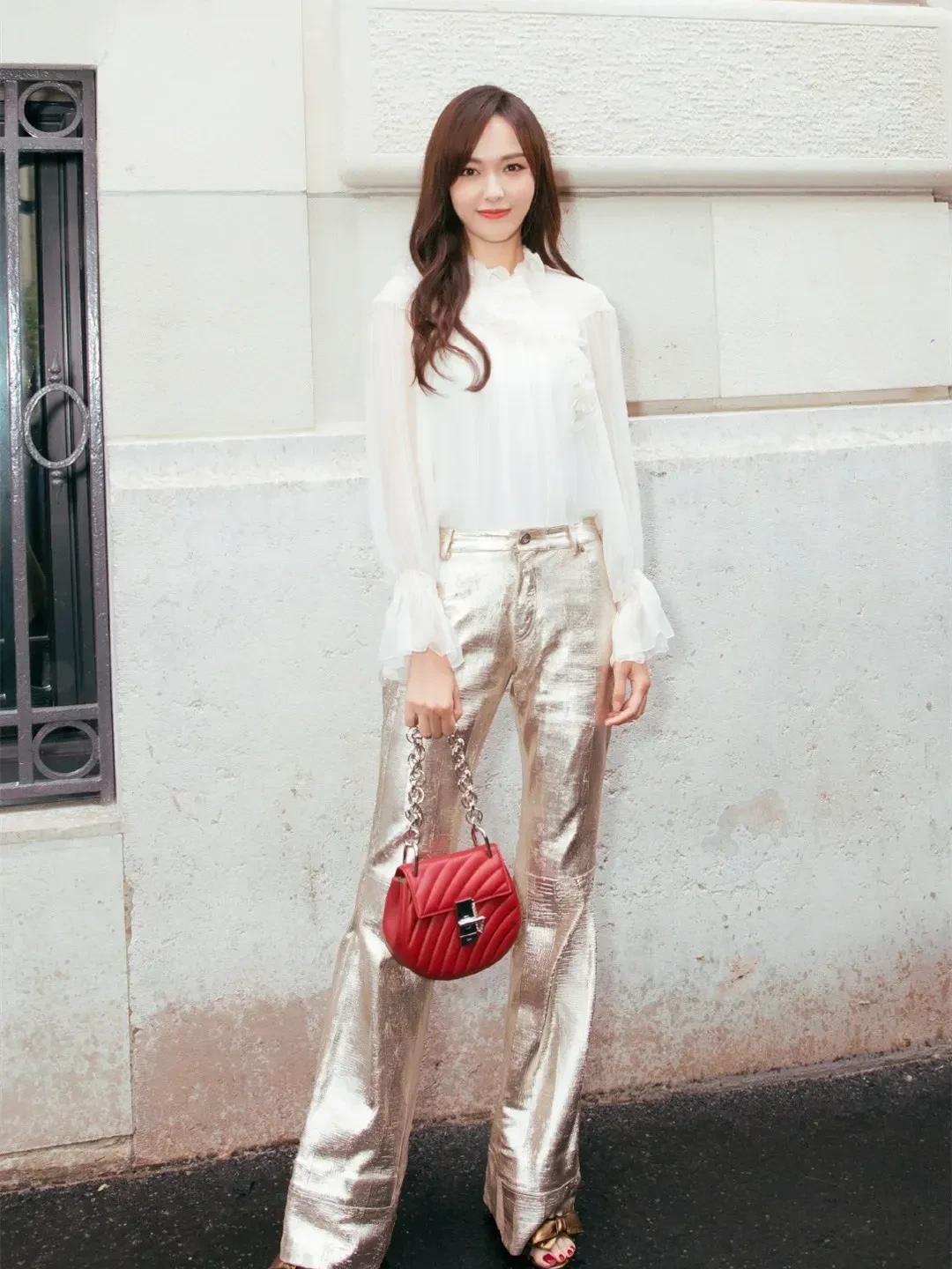 被唐嫣衬衣加西裤的造型惊艳到了_衣服_材质_拉高