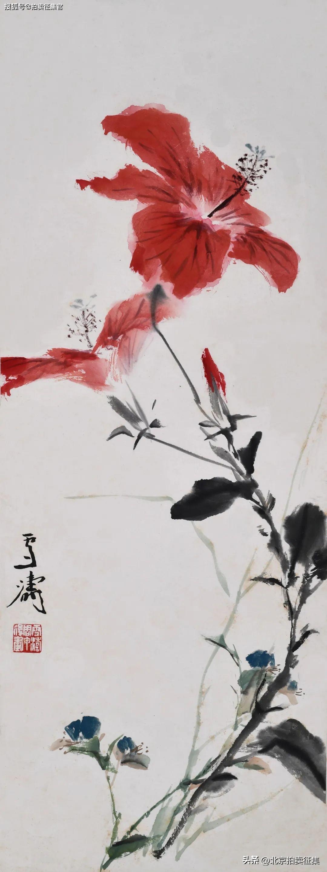 中国近代画家 花卉 肉筆保證 zzq690w掛け軸「王雪濤 字曉封」 掛軸