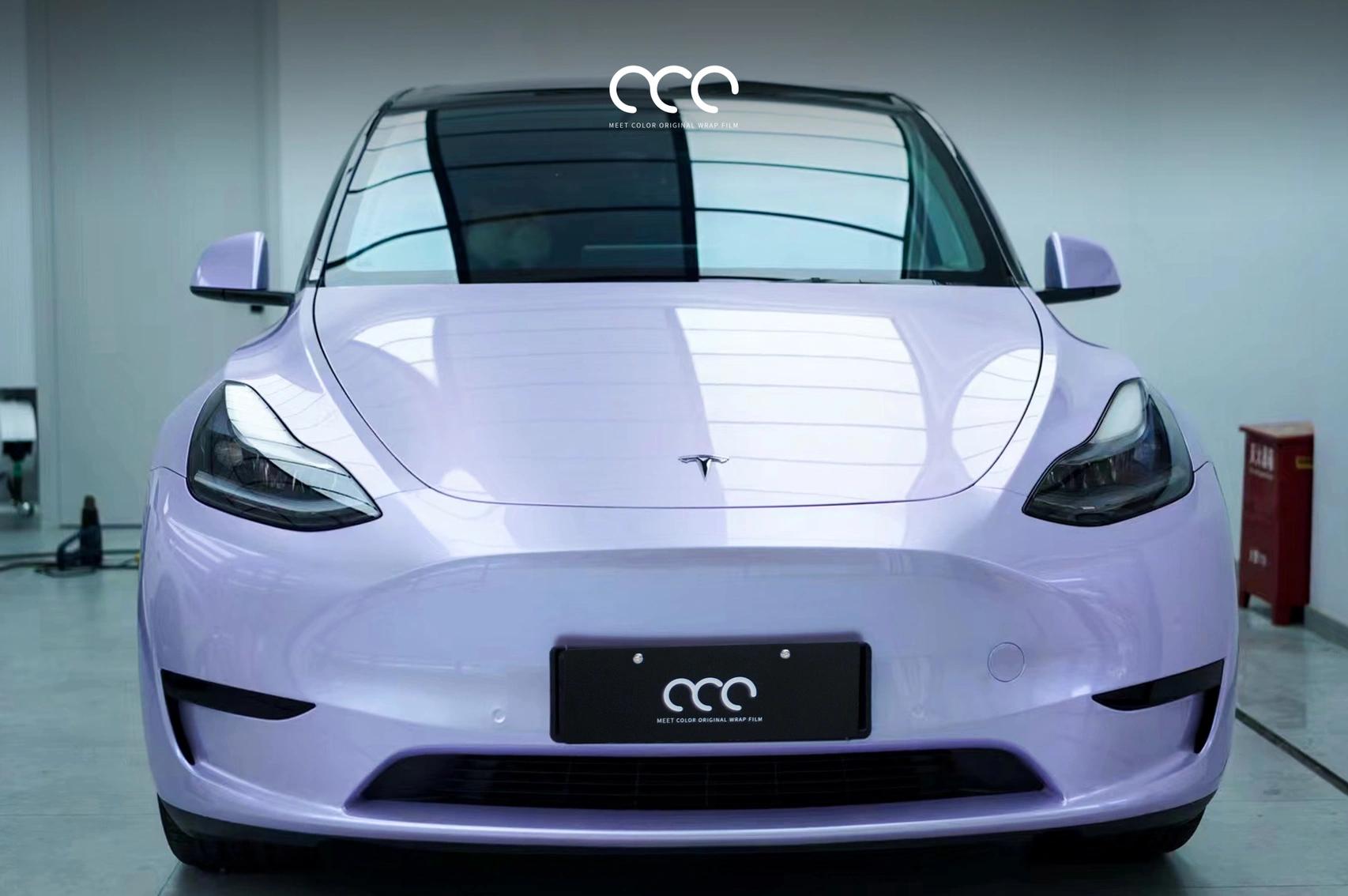 特斯拉漫彩改色膜渐变亮面银幻紫,浪漫梦幻的紫色_目光_效应_磁铁