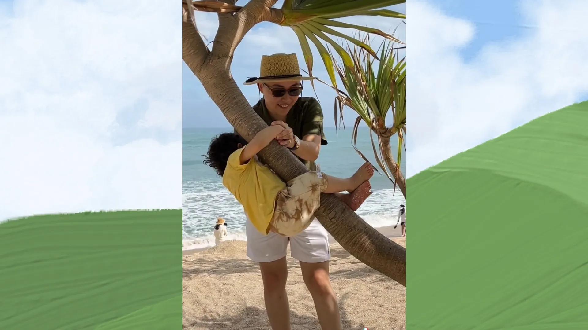 原创            叶海洋带女儿五一出游，哈提化身树袋熊（叶海洋个人资料多高）