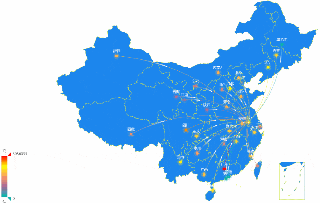 pbi visual组件 | china flow map 流向地图_显示_配置_颜色