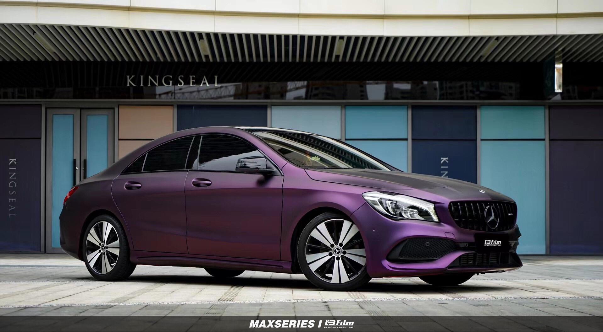 奔驰cla200-lbfilm改色膜消光黑比诺紫,神秘的紫加上暗黑系_颜色_碰撞