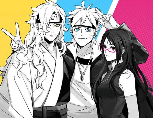 佐助和小樱的女儿宇智波佐良娜还有大蛇丸的儿子巳月,而他们现在虽然