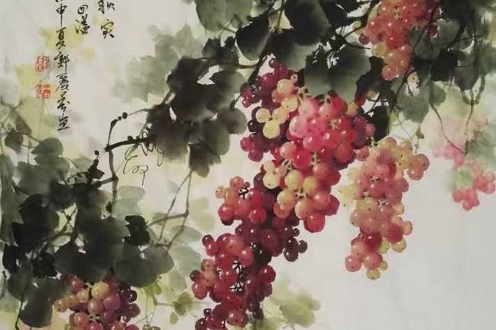 郭丽芬写意葡萄：生动鲜活，笔墨韵味十足！_作品_美术_传统