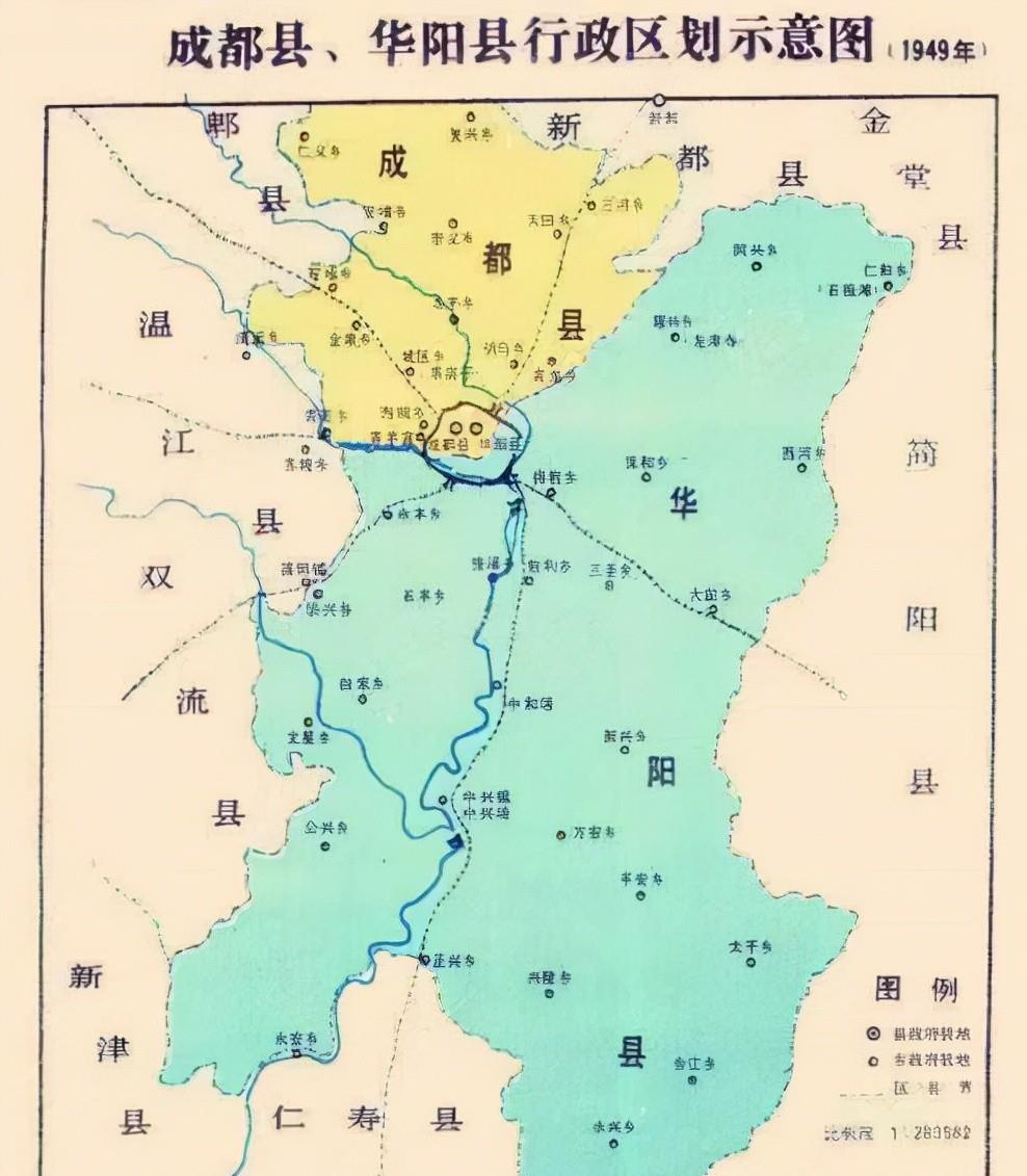 從老成都地圖來看,溫江縣和郫縣與成都縣相鄰,那個時候成都還不是市