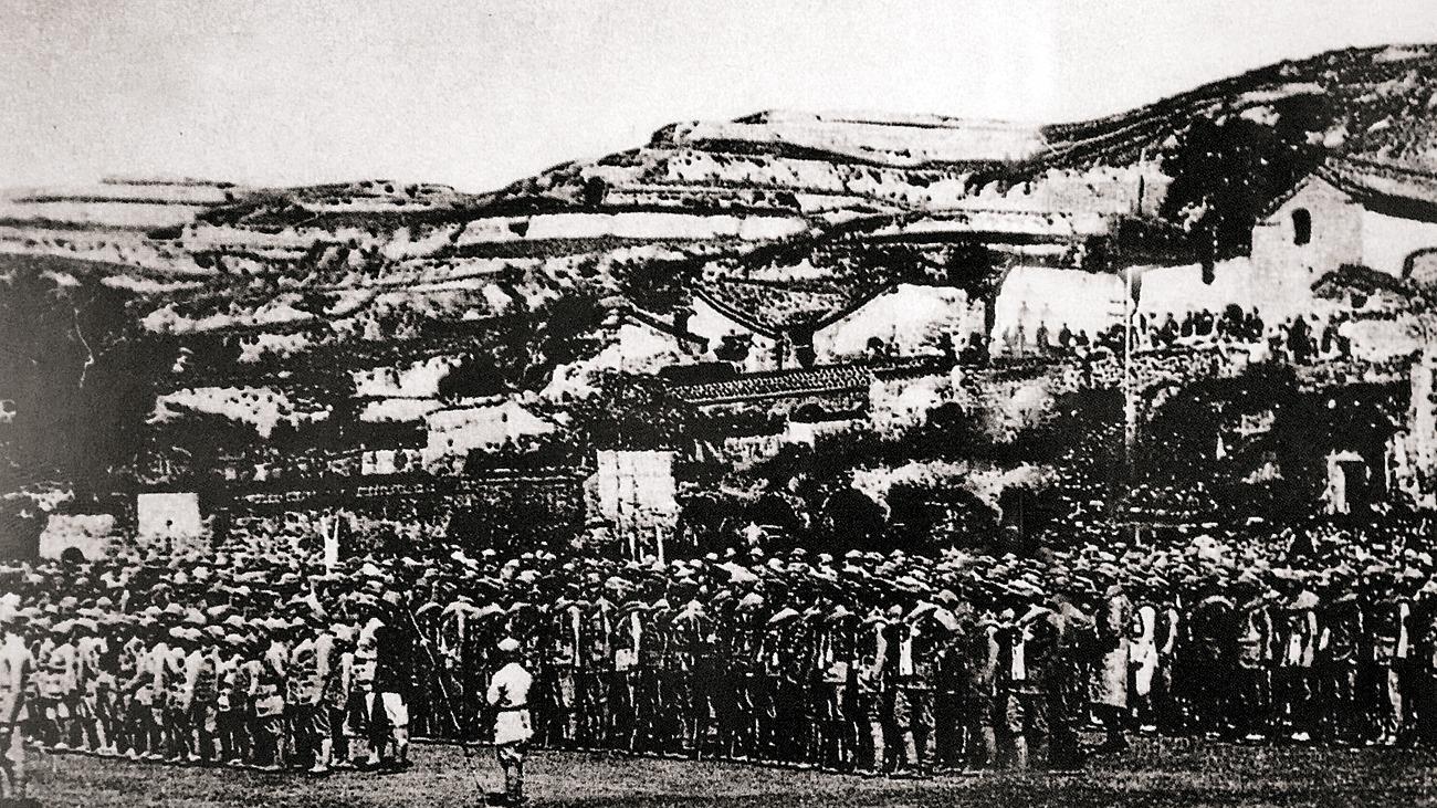 遺址——雞冠山建於肥城縣陸房鄉的陸房戰鬥紀念碑圖為梁山戰鬥示意圖