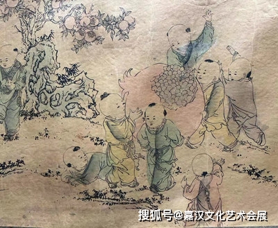 一线国际大拍重推人物长卷画作:杨寿平款百子图