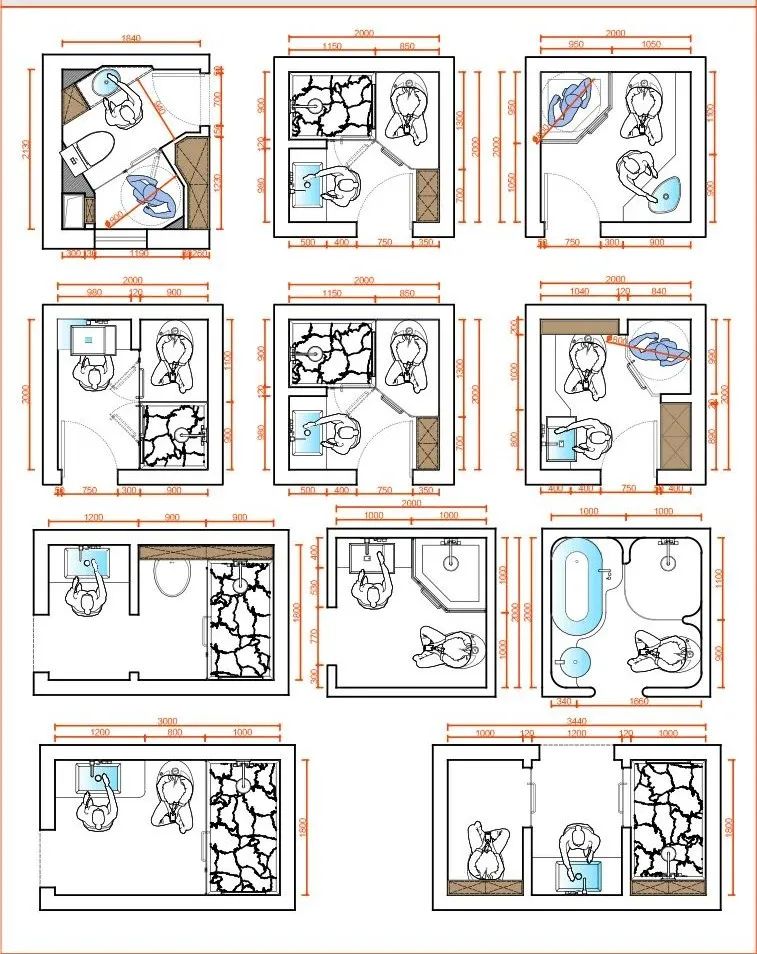 卫生间人体工程学尺寸cad