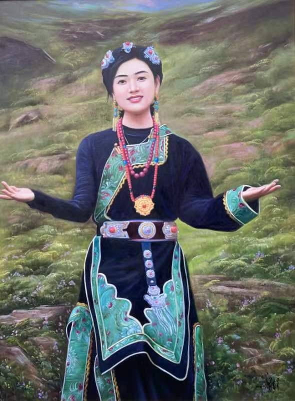 与冷军先生并称中国油画双杰的梁静新古典主义人物_女性_作品_质感