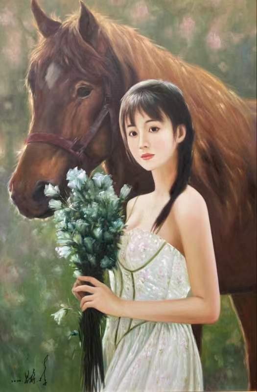 与冷军先生并称中国油画双杰的梁静新古典主义人物_女性_作品_质感