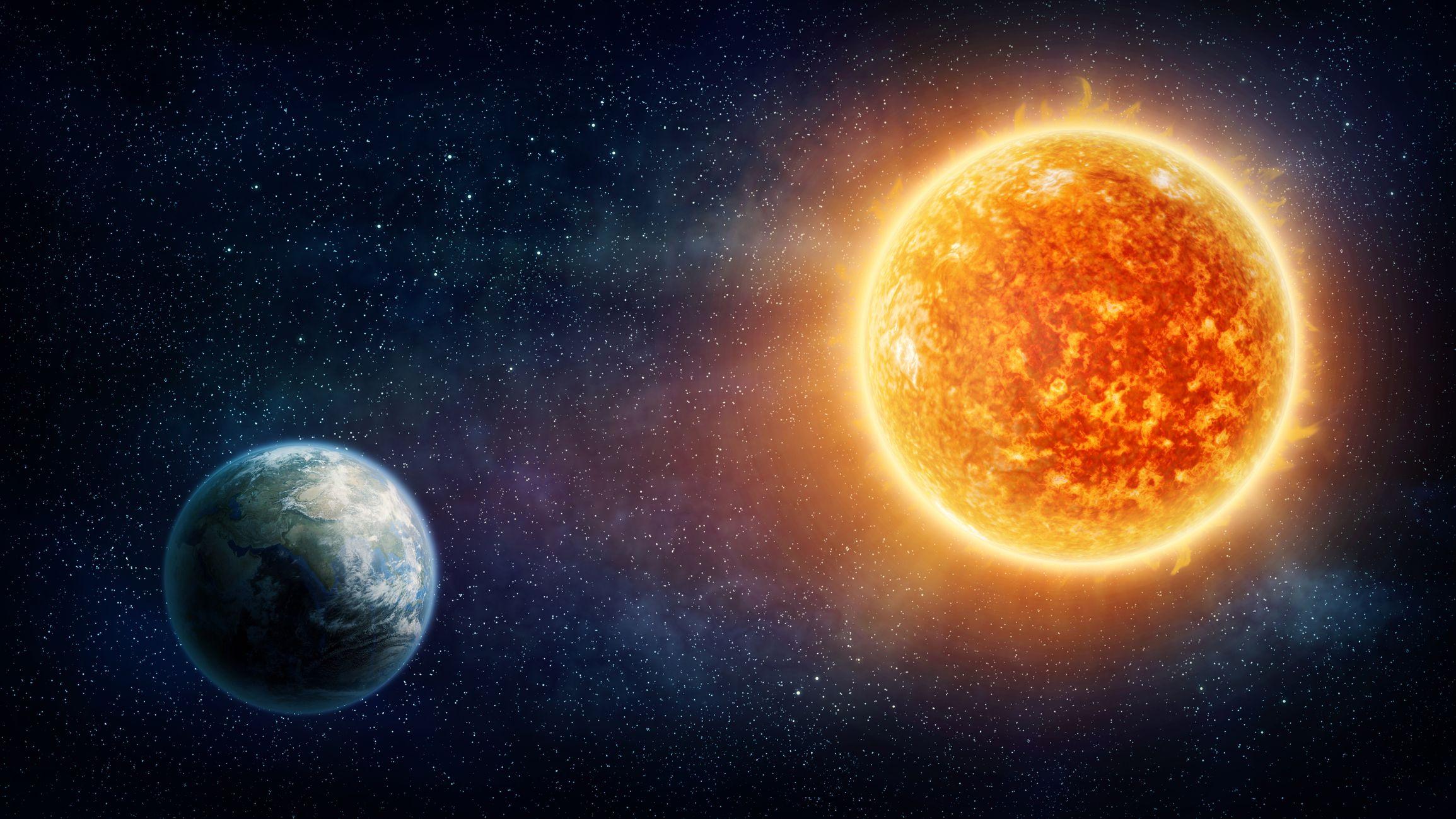 太阳地球真实距离比例_地球距离太阳的距离的变化_地球和太阳的距离变化