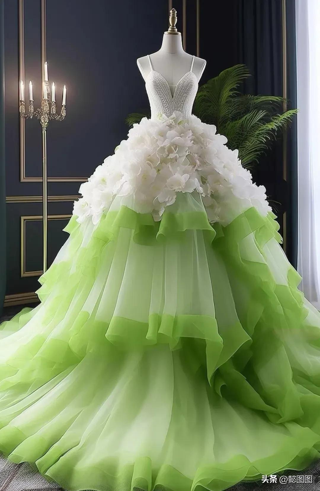等我跟王一博结婚的时候就穿这套_绿色_婚纱_系列