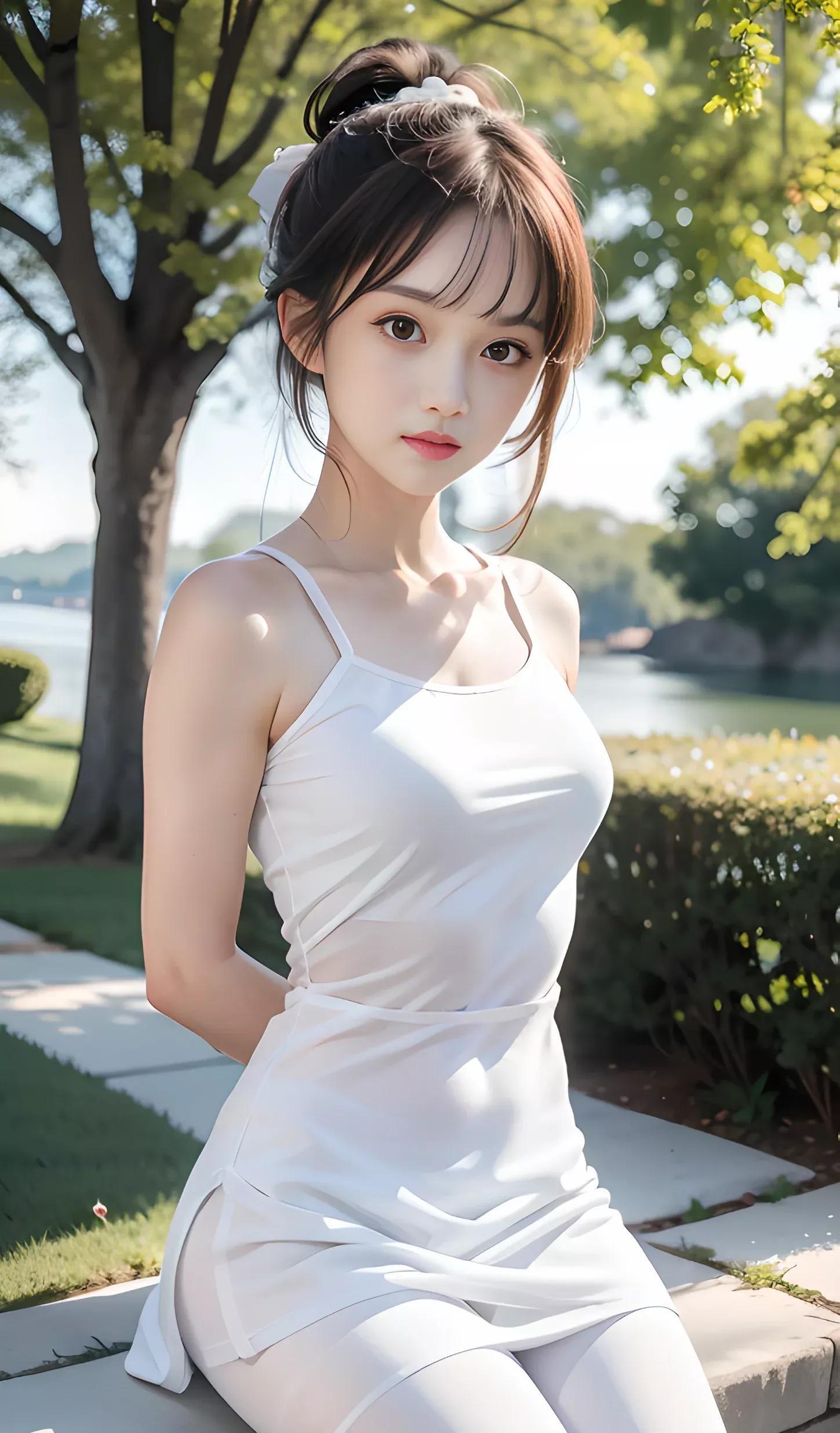 ai美妆|背着手的小女孩