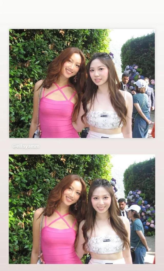 甄子丹和汪诗诗的女儿jasmine和香港名媛ella合影甄子丹一家合影留念