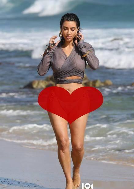 39岁卡戴珊拍摄写真,薄纱上衣被打湿秀身材,轻撩湿发又美又飒!