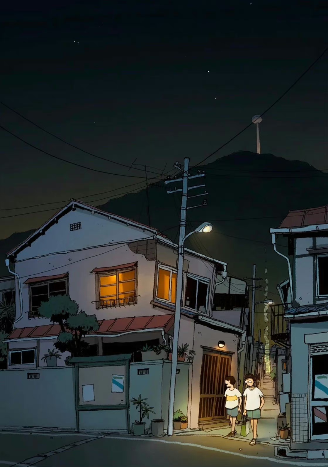 知言合一教育艺术家分享|喜欢他画中黄昏下的街道,平淡舒适的生活