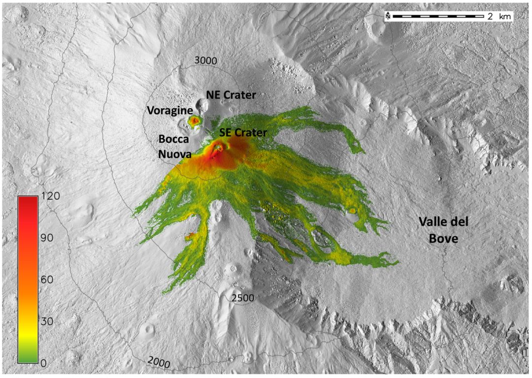 卫星衍生地表数据融合 2021年埃特纳火山地形图