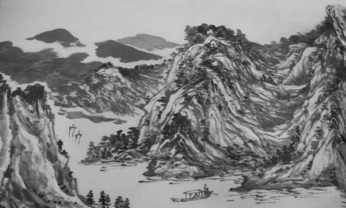 比一天大,他便让吴道子在京城壁画上绘制出一副嘉陵三百里山水风景图